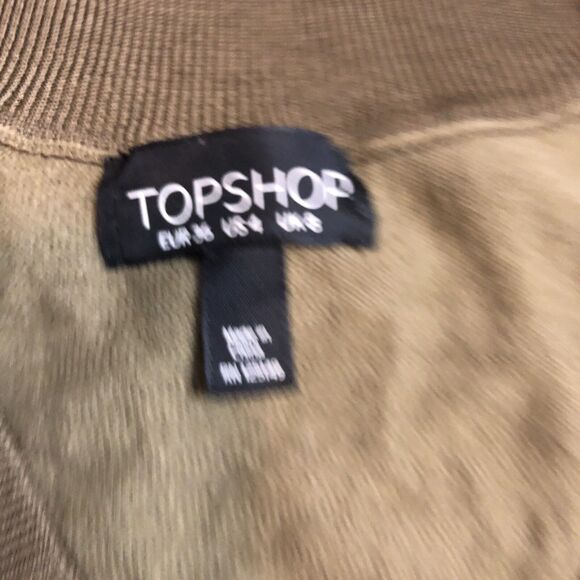 Topshop Womens Sweater Size 4 Olive Green V Neck Lightweight Slouchy FLAW - Picture 5 of 8
